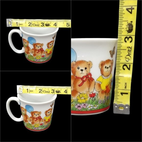 Vtg Lucy Rigg Lucy and Me Bear Plates with 2 Coffee Cups Mugs Made in Italy - Picture 9 of 13
